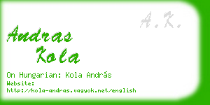 andras kola business card